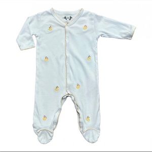 Margery Ellen Baby Embroidered Yellow Rubber Ducky Long Sleeve Footies Pajamas